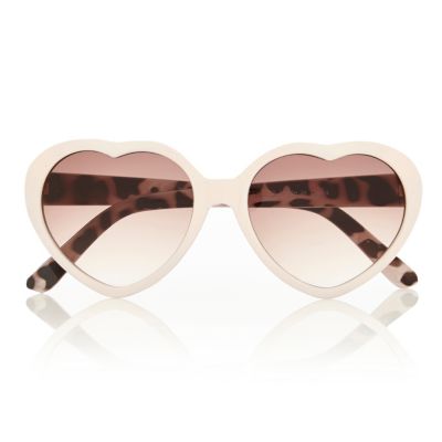 Mini girls cream heart sunglasses
